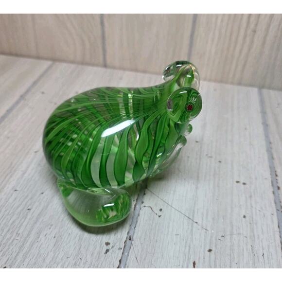 Vtg Murano? Blown Glass Green Frog Milliefiore Flower Eyes Art Sculpture - Picture 3 of 9